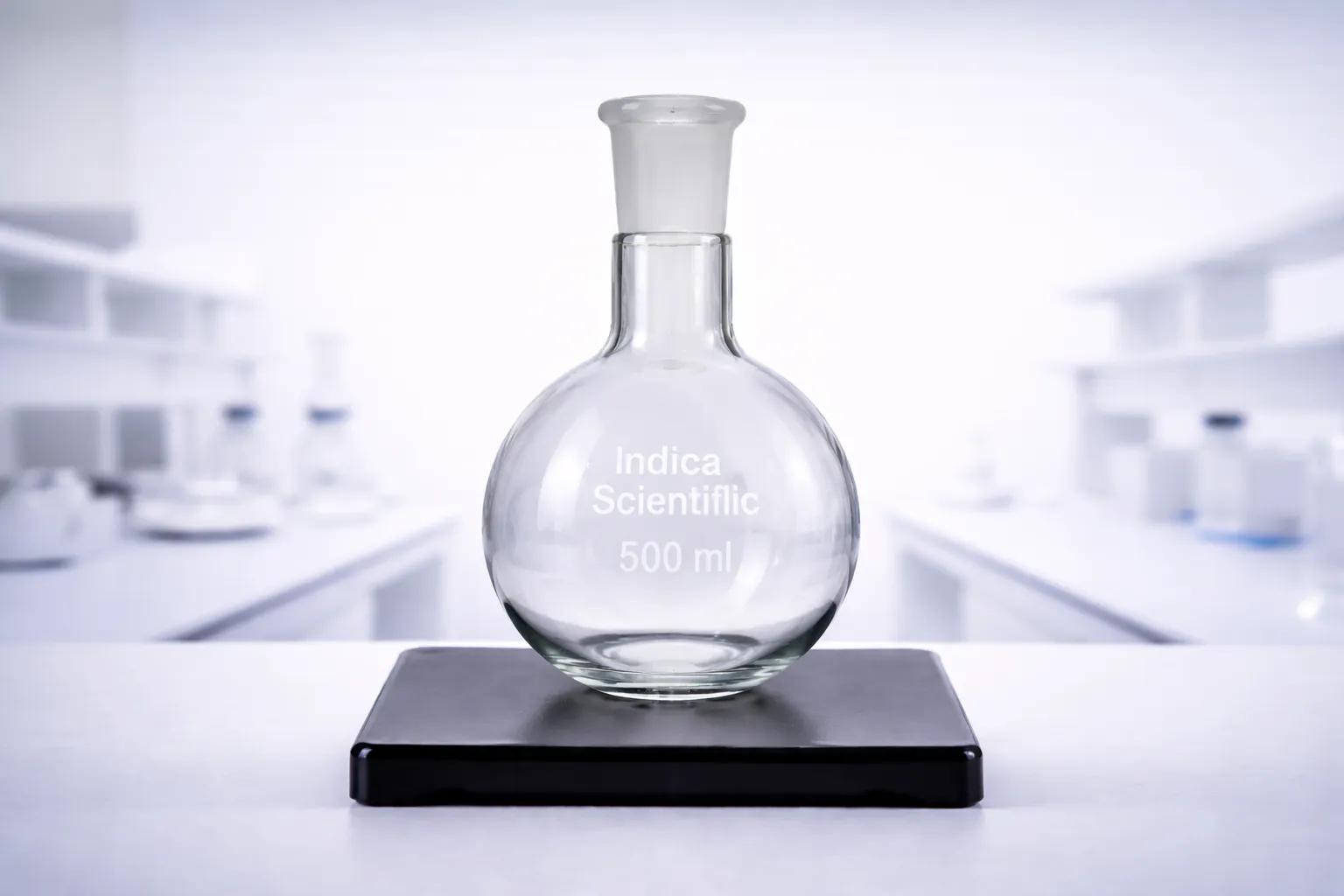 Wide mouth round bottom flask for easy access and heating