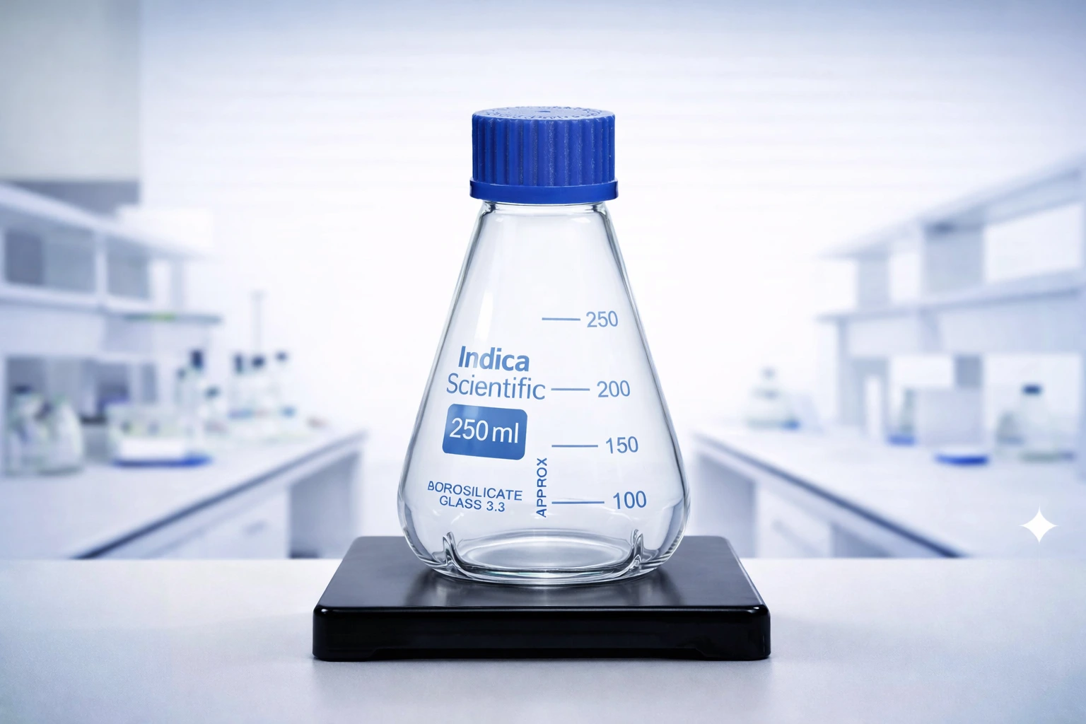 Conical flask with secure screwthread lid closure